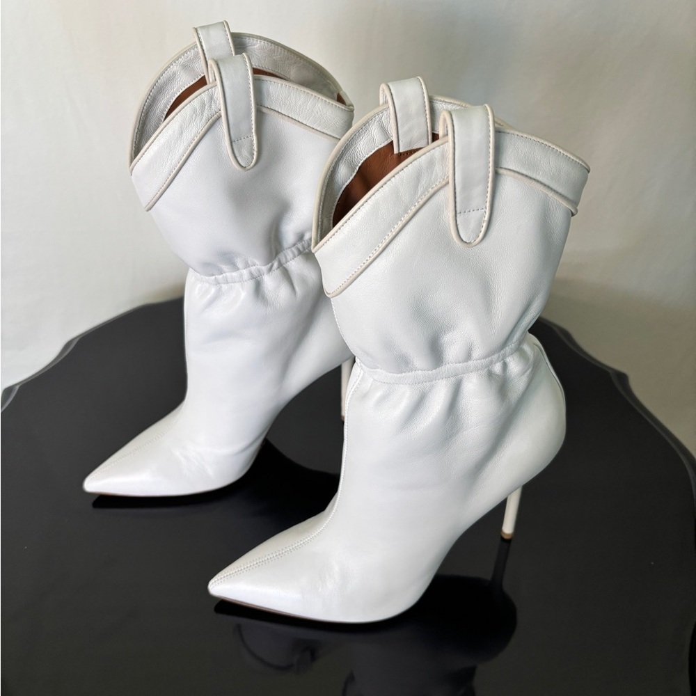 Malone Souliers “Daisy Luwolt” High White Boots Super Glam with a Bit of Western